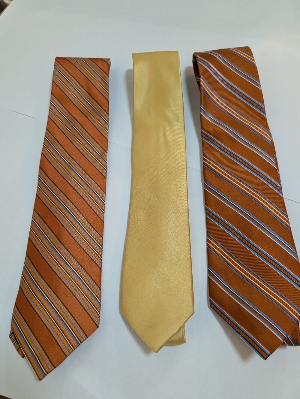 Michael Kors Men's Silk Necktie Lot 3-Pack Striped & Solid Brown